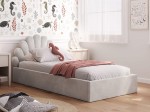 Letto imbottito per bambini 90x200 con struttura in velluto grigio Kids Line 3 conchiglia di mare