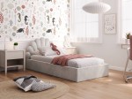 Letto imbottito per bambini 90x200 con struttura in velluto grigio Kids Line 3 conchiglia di mare