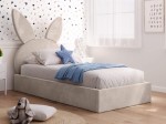 Letto imbottito per bambini con contenitore 90x200 con struttura in velluto beige Kids Line 2 Coniglio
