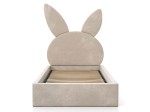Letto imbottito per bambini con contenitore 90x200 con struttura in velluto beige Kids Line 2 Coniglio