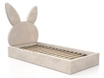 Letto imbottito per bambini con contenitore 90x200 con struttura in velluto beige Kids Line 2 Coniglio