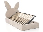 Letto imbottito per bambini con contenitore 90x200 con struttura in velluto beige Kids Line 2 Coniglio