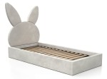 Letto imbottito per bambini con contenitore 90x200 con struttura in velluto grigio Kids Line 2 Coniglio