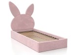 Letto imbottito per bambini con contenitore 90x200 con struttura in velluto rosa Kids Line 2 Coniglio