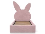 Letto imbottito per bambini con contenitore 90x200 con struttura in velluto rosa Kids Line 2 Coniglio