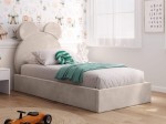 Letto imbottito per bambini con contenitore 90x200 con struttura in velluto beige Kids Line 1 Orsacchiotto