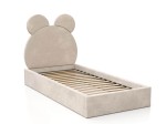 Letto imbottito per bambini con contenitore 90x200 con struttura in velluto beige Kids Line 1 Orsacchiotto