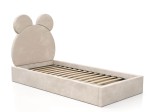 Letto imbottito per bambini con contenitore 90x200 con struttura in velluto beige Kids Line 1 Orsacchiotto
