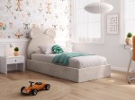 Letto imbottito per bambini con contenitore 90x200 con struttura in velluto beige Kids Line 1 Orsacchiotto