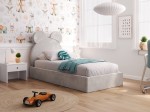 Letto imbottito per bambini con contenitore 90x200 con struttura in velluto grigio Kids Line 1 Orsacchiotto