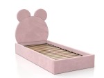 Letto imbottito per bambini con contenitore 90x200 con struttura in velluto rosa Kids Line 1 Orsacchiotto