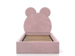 Letto imbottito per bambini con contenitore 90x200 con struttura in velluto rosa Kids Line 1 Orsacchiotto