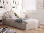 Letto imbottito per bambini con contenitore 90x200 con struttura in velluto beige Kids Line 3 conchiglia di mare