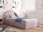 Letto imbottito per bambini con contenitore 90x200 con struttura in velluto rosa Kids Line 3 conchiglia di mare