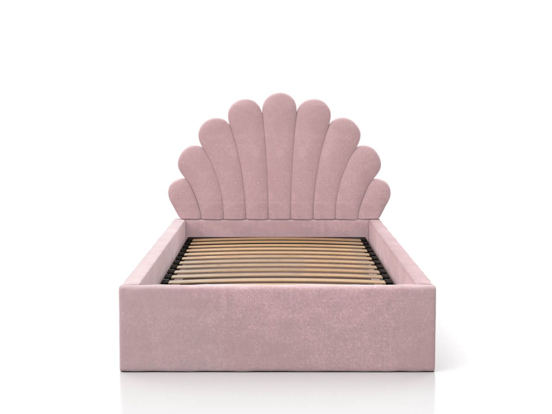 Letto imbottito per bambini con contenitore 90x200 con struttura in velluto rosa Kids Line 3 conchiglia di mare