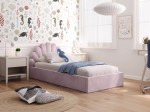 Letto imbottito per bambini con contenitore 90x200 con struttura in velluto rosa Kids Line 3 conchiglia di mare