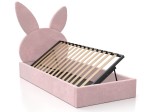 Letto imbottito per bambini con contenitore 90x200 con struttura in velluto rosa Kids Line 2 Coniglio