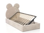 Letto imbottito per bambini con contenitore 90x200 con struttura in velluto beige Kids Line 1 Orsacchiotto