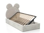Letto imbottito per bambini con contenitore 90x200 con struttura in velluto grigio Kids Line 1 Orsacchiotto