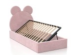 Letto imbottito per bambini con contenitore 90x200 con struttura in velluto rosa Kids Line 1 Orsacchiotto