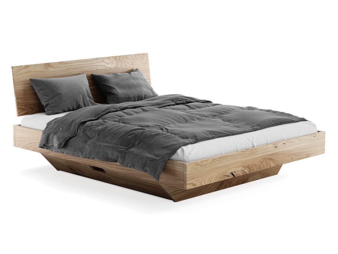 Cassetto sotto un letto in rovere levitante 140x200