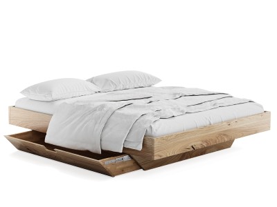 Cassetto sotto un letto in rovere levitante 140x200