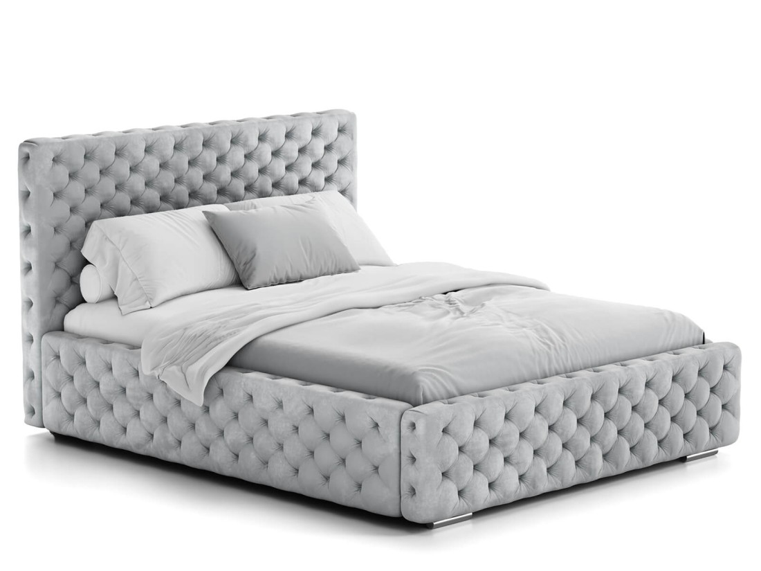Letto imbottito 160x200 con contenitore PRO line 15 grigio