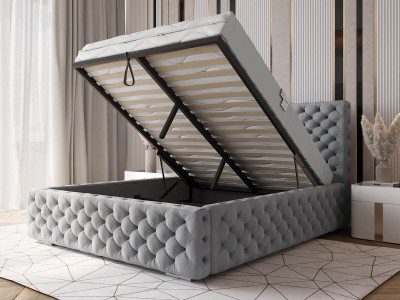 Letto imbottito 140x200 con contenitore PRO line 15 grigio