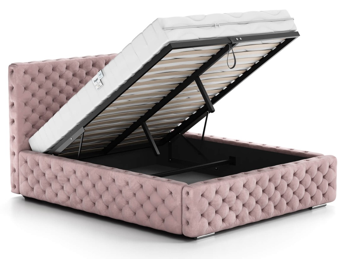Letto imbottito 160x200 con contenitore PRO line 15 rosa