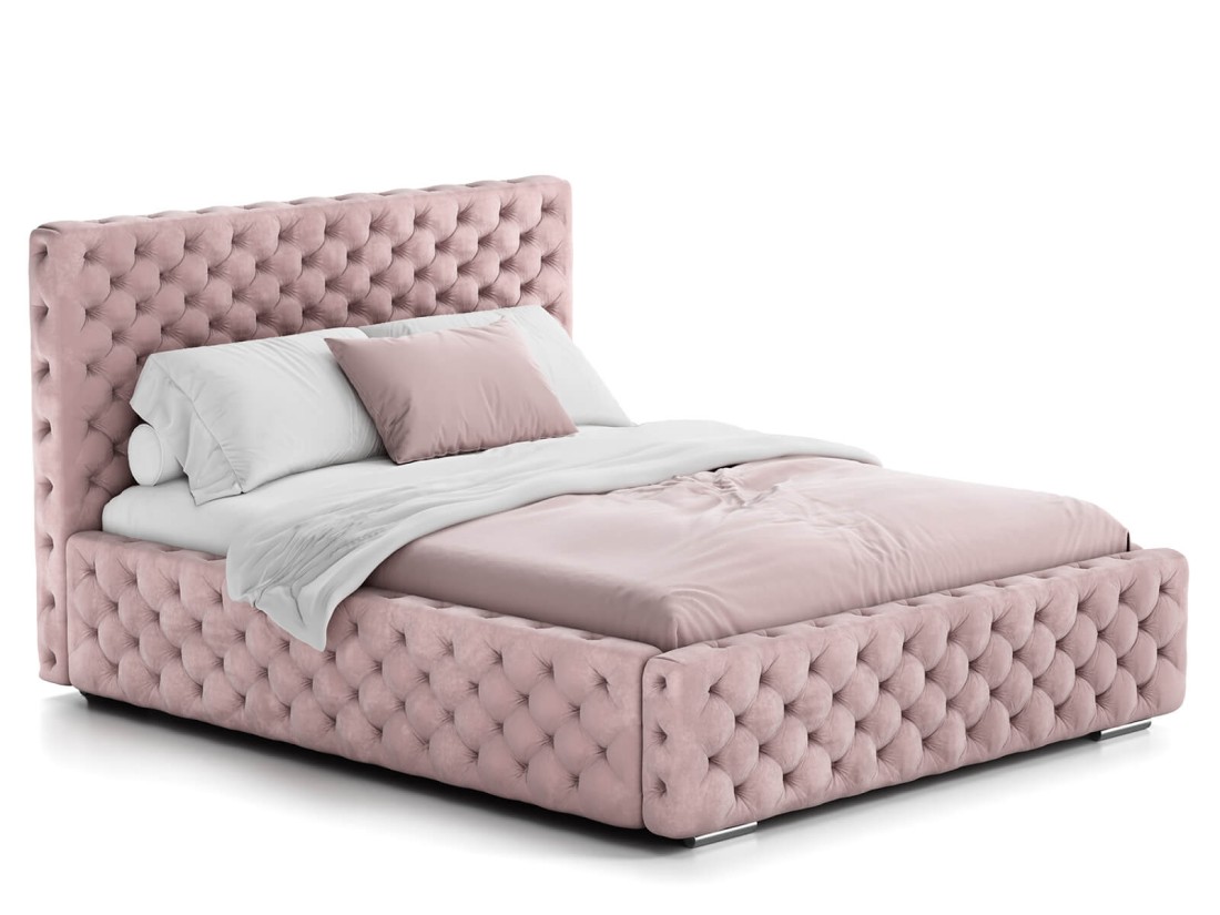 Letto imbottito 160x200 con contenitore PRO line 15 rosa