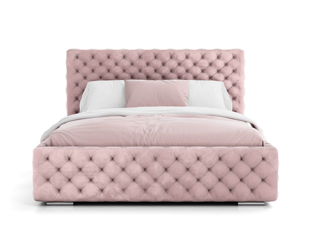 Letto imbottito 160x200 con contenitore PRO line 15 rosa