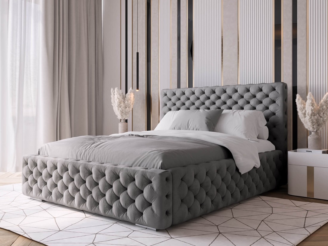Letto imbottito 160x200 con contenitore PRO line 15 grafite