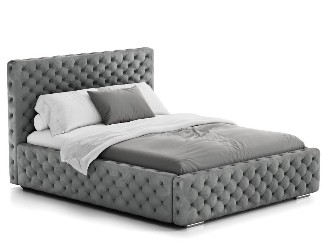 Letto imbottito 160x200 con contenitore PRO line 15 grafite