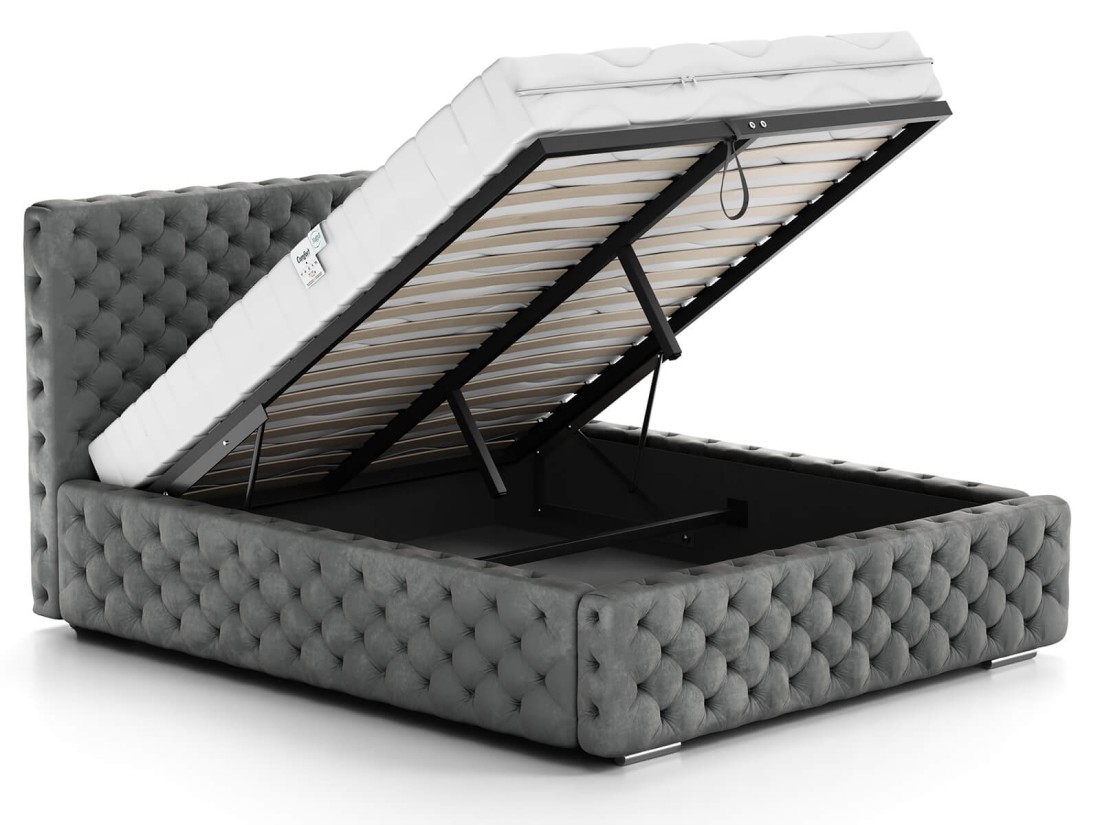 Letto imbottito 160x200 con contenitore PRO line 15 grafite