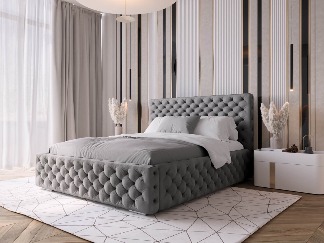 Letto imbottito 180x200 con contenitore PRO line 15 grafite