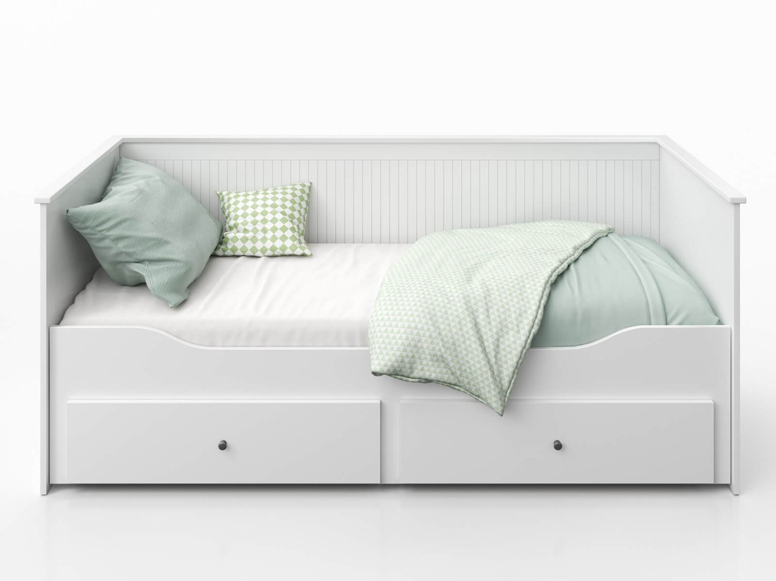 Letto divano 80x200 bianco con 2 cassetti Helmes