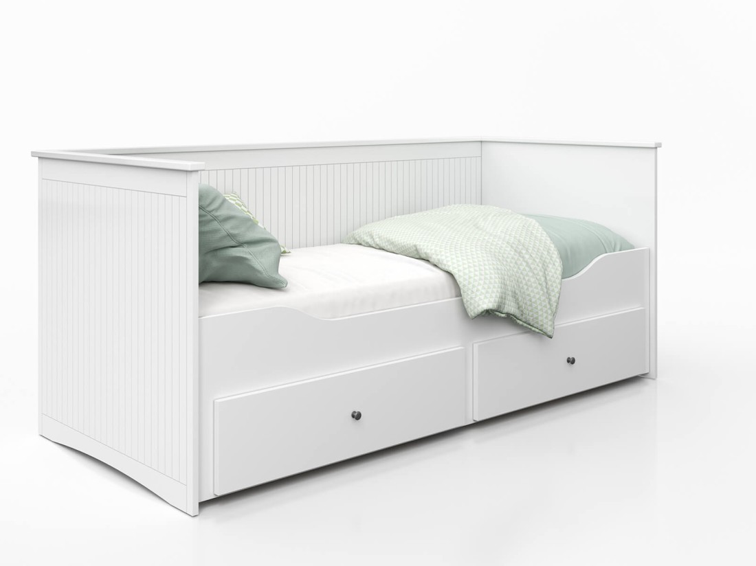 Letto divano 80x200 bianco con 2 cassetti Helmes