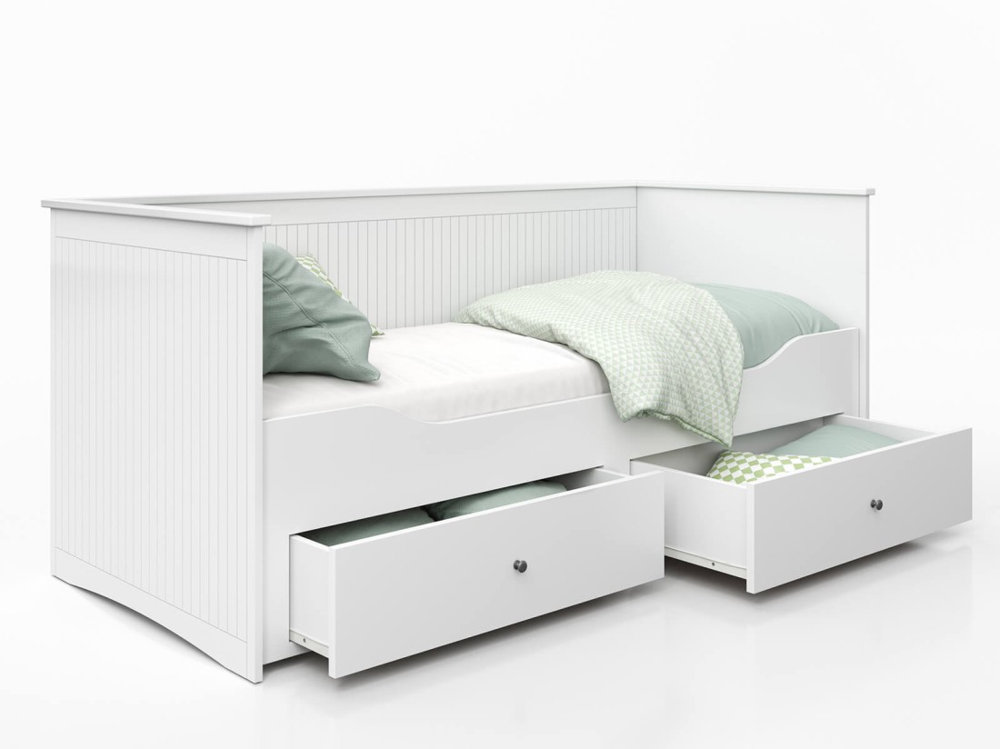 Letto divano 80x200 bianco con 2 cassetti Helmes