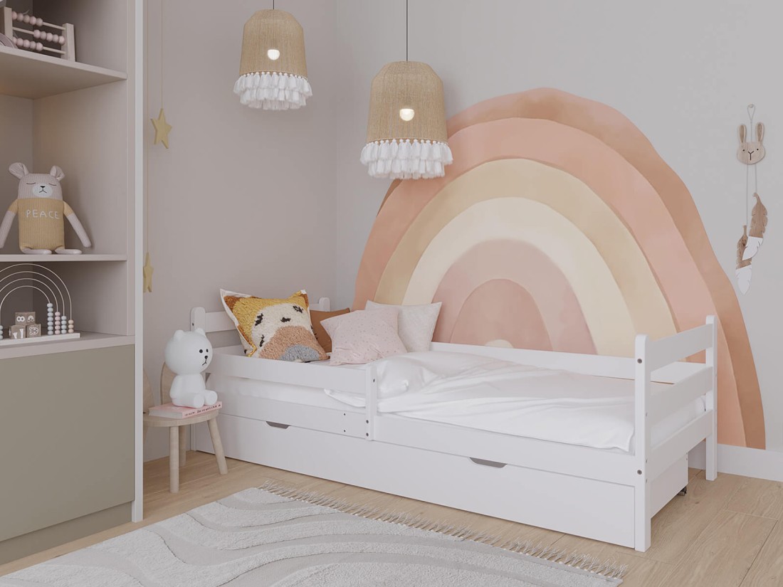 Letto per bambini Kacperek 160x80 con cassetto, bianco