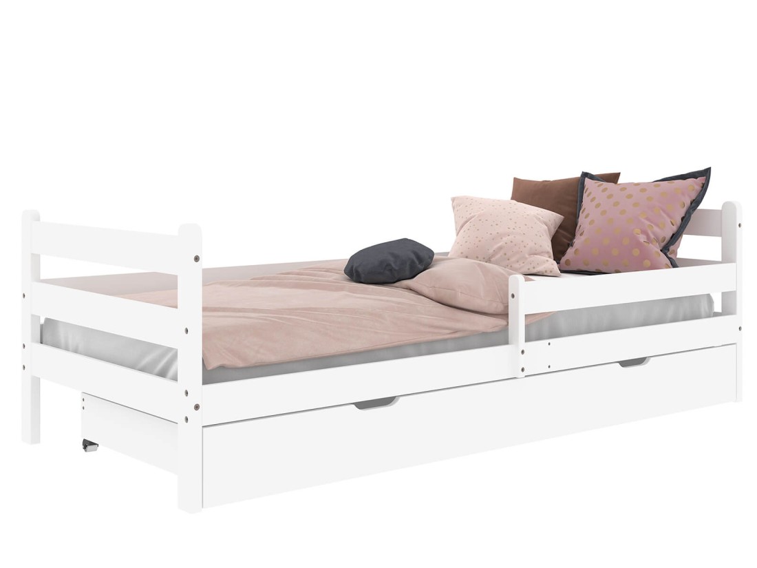 Letto per bambini Kacperek 160x80 con cassetto, bianco