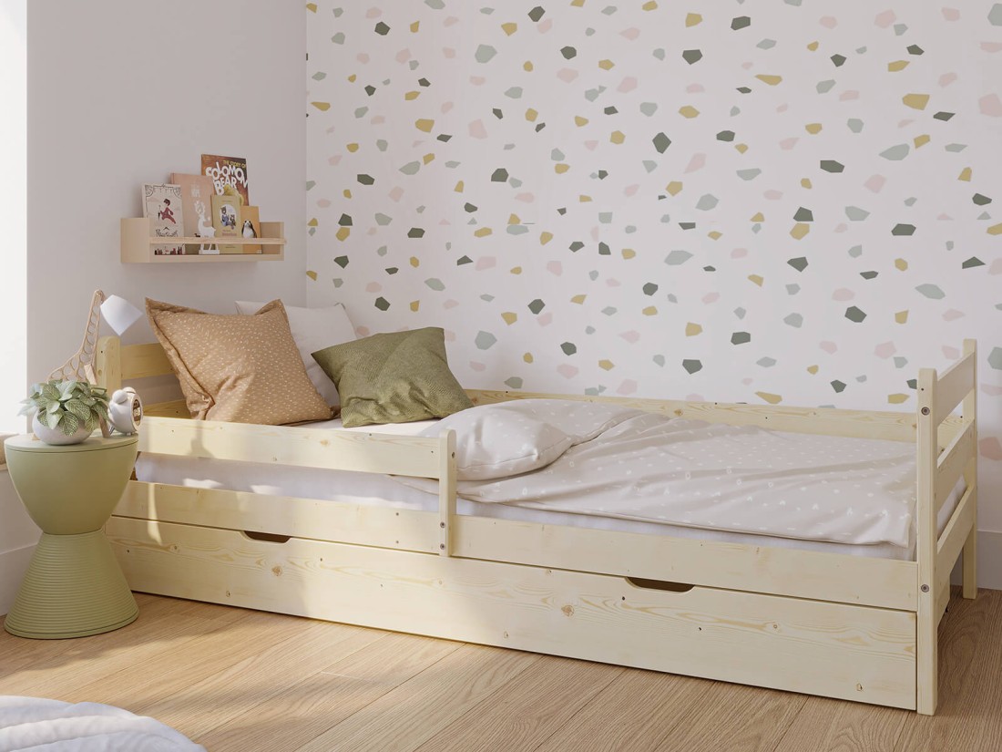 Letto per bambini 160x80 con cassetto Kacperek, pino