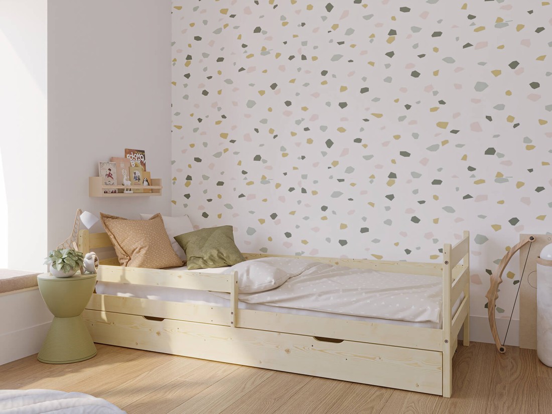 Letto per bambini 160x80 con cassetto Kacperek, pino