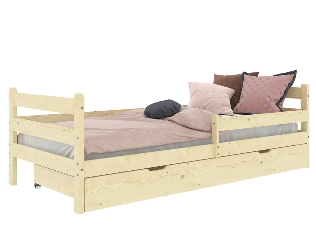 Letto per bambini 160x80 con cassetto Kacperek, pino