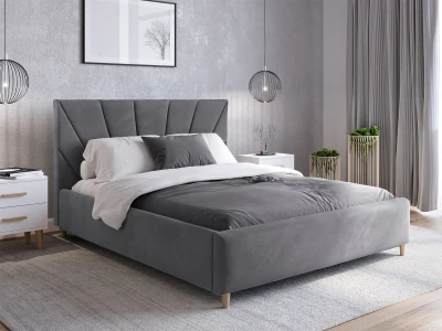 Letto imbottito 120x200 scandinavo Scandi Line 3 Velvet Grafite