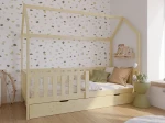 Lettino Montessori 80x160 cm a Casetta Pino con cassettone e sponde D7S