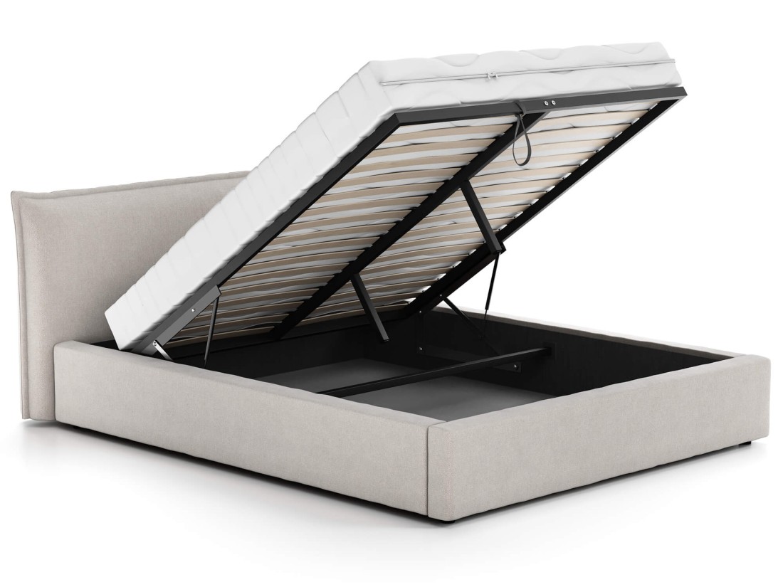 Letto imbottito 160x200 con contenitore beige PRO line 19 Soro 21