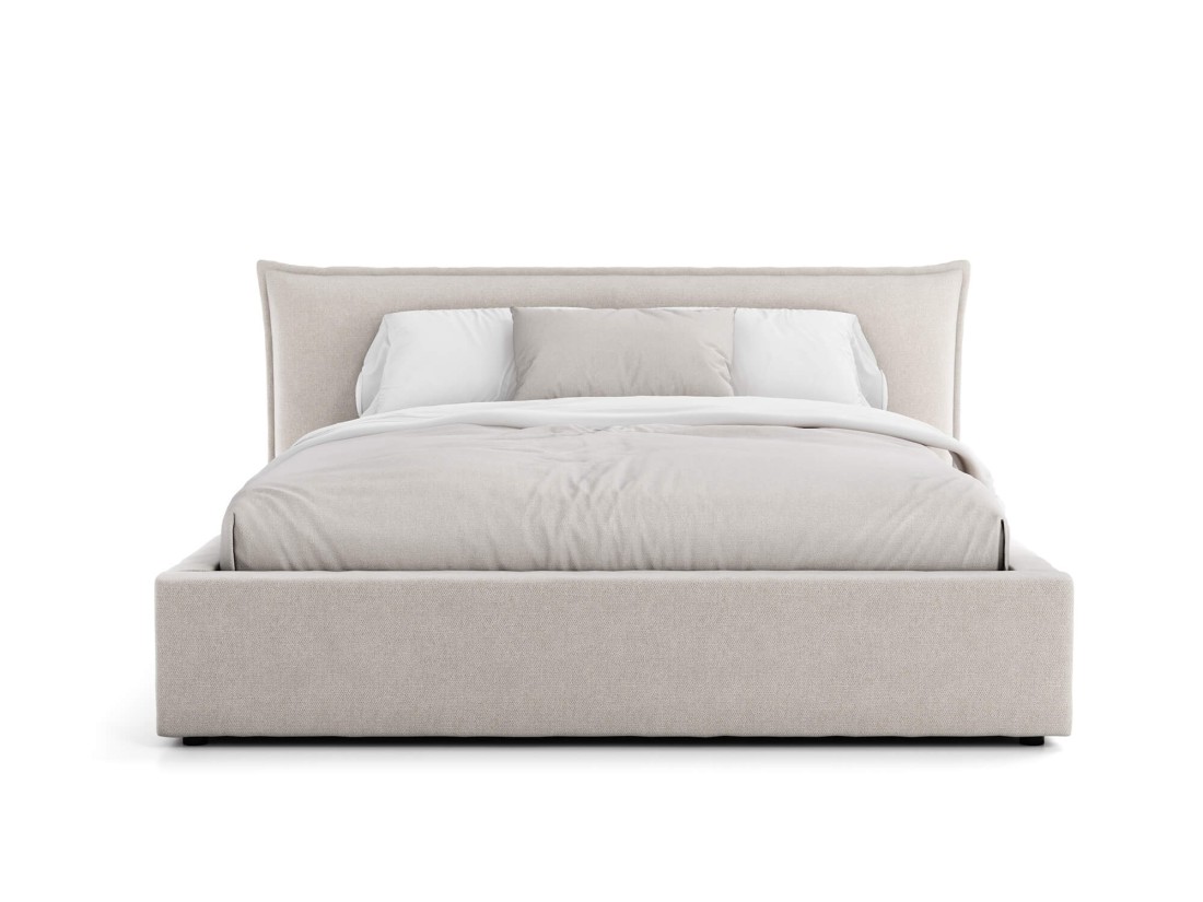 Letto imbottito 160x200 con contenitore beige PRO line 19 Soro 21