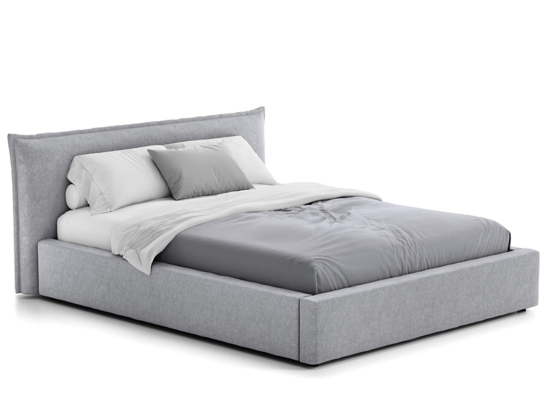 Letto imbottito 160x200 con contenitore grigio PRO line 19 Soro 90