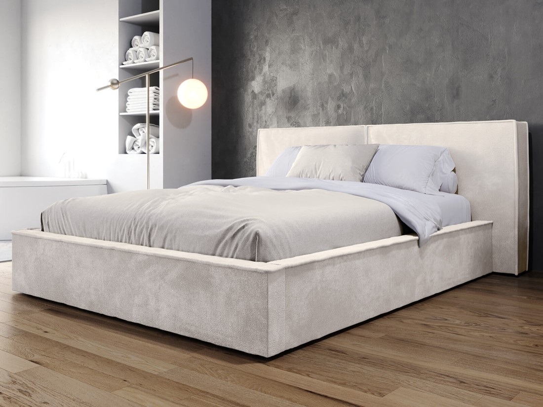 Letto imbottito 140x200 con contenitore beige PRO line 20 Harmony 02