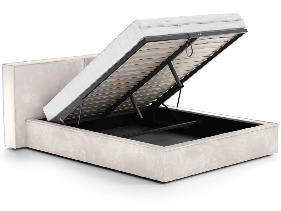 Letto imbottito 160x200 con contenitore beige PRO line 20 Harmony 02